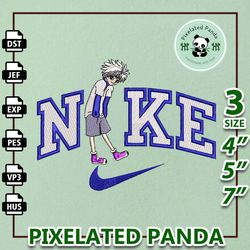 nike killua embroidery design file, hunter x hunter anime embroidery design, machine embroidery design file, instant dow