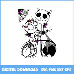 jack and sally cat halloween svg, jack and sally cat svg, jack and sally svg, halloween svg, ai digital file