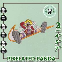 nike luffy gear 5 embroidery design file, one piece anime embroidery design, machine embroidery design file, instant dow