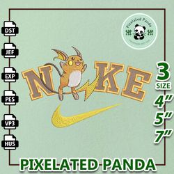 nike raichu embroidery design file, pokemon anime embroidery design, machine embroidery design file,instant download