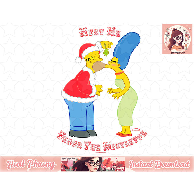 The Simpsons Homer Marge Christmas Meet Under the Mistletoe png, instant download.jpg