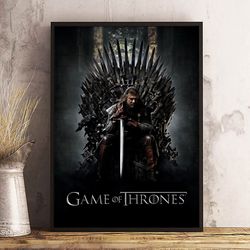 game of thrones poster, movie poster, film poster, wall art, wall decor, prints, home decor, iron throne ascendant