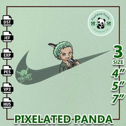 nike zoro embroidery design file, one piece anime embroidery design, machine embroidery design file,instant download