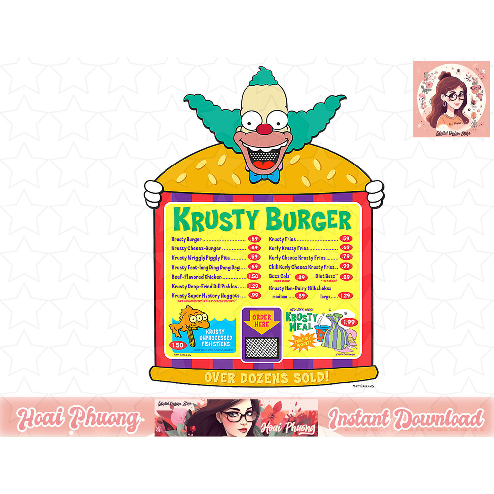 The Simpsons Krusty the Clown Krusty Burger Menu png, instant download.jpg