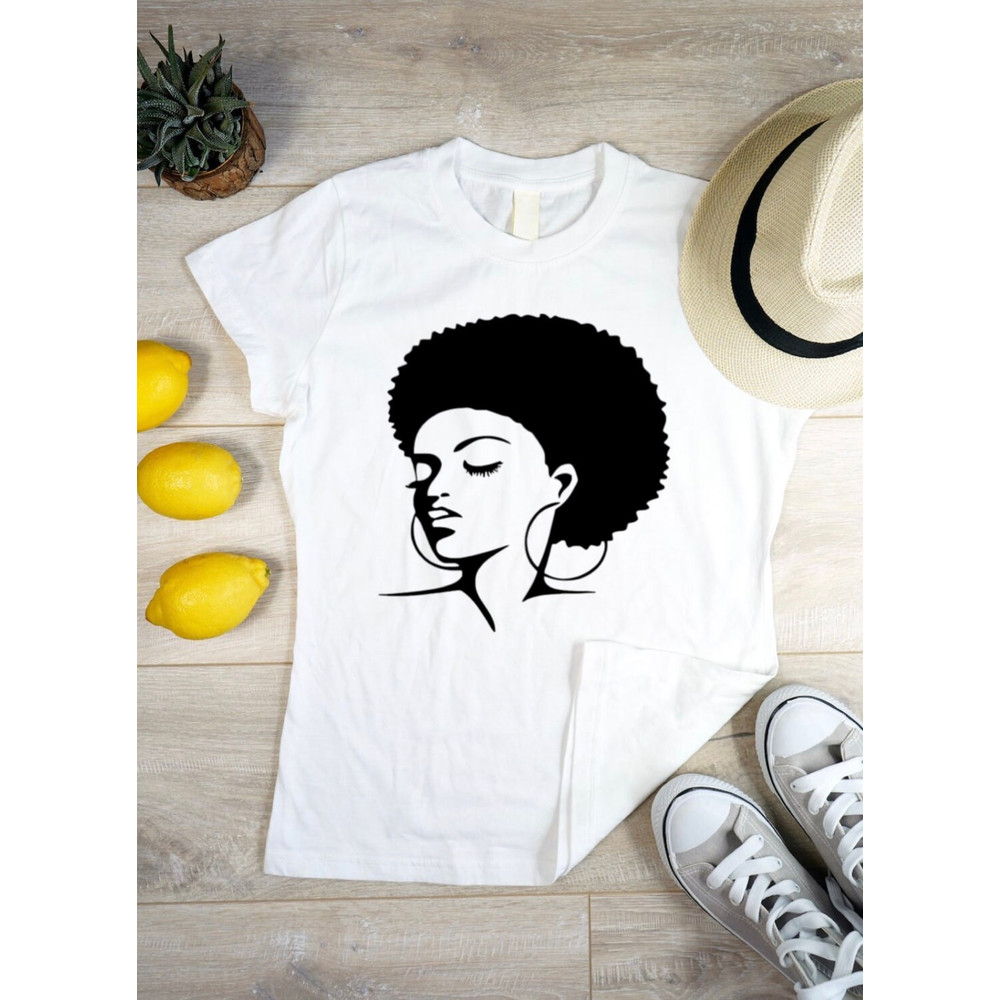 Afro Woman Art T-Shirt Black Woman Shirt, Afro Girl Shirt, Black Lady Shirt, Afro Women T-shirt, Black Woman T-shirt, Black Afro Woman Gift - 1.jpg