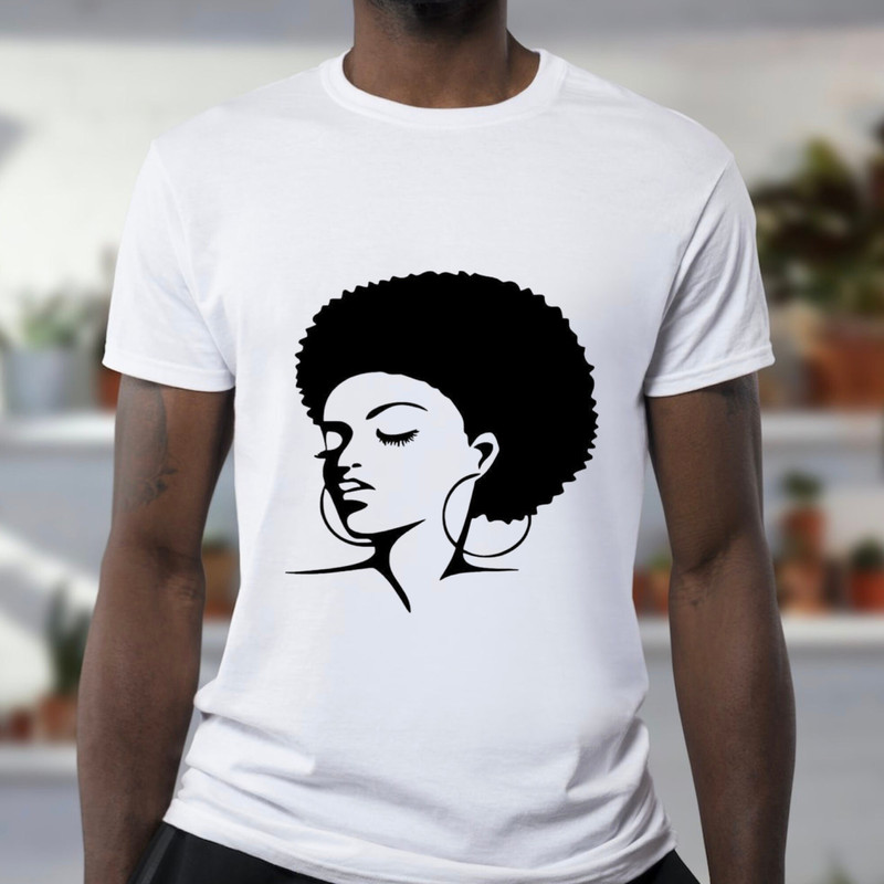 Afro Woman Art T-Shirt Black Woman Shirt, Afro Girl Shirt, Black Lady Shirt, Afro Women T-shirt, Black Woman T-shirt, Black Afro Woman Gift - 2.jpg