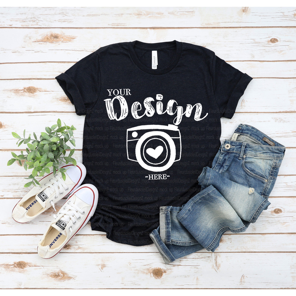 Bella Canvas 3001 Black Heather Flat Lay MockupMock Up Flat Lay Bella Canvas mockup T-shirt Mockup Unisex Mockup bella canvas 3001 mockup - 1.jpg