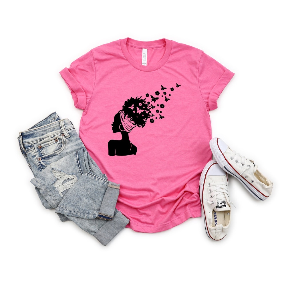 Black Woman Shirt, Afro Girl Shirt, Black Lady Shirt, Afro Women T-shirt, Black Woman T-shirt, Black Afro Woman Gift Shirt - 1.jpg