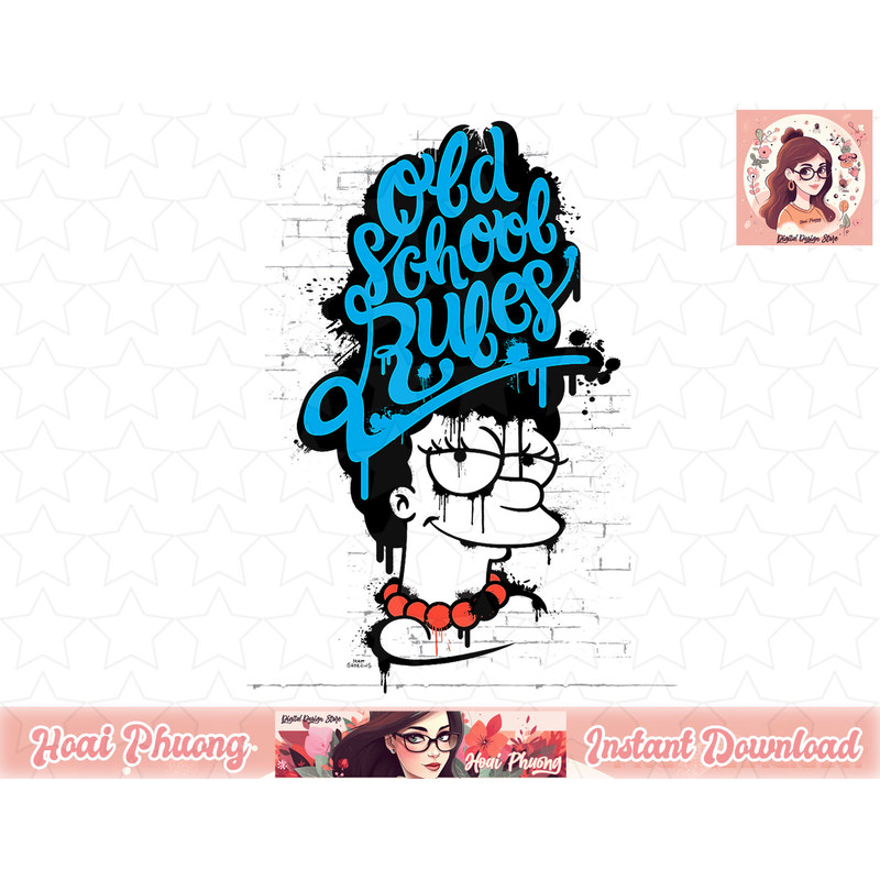 The Simpsons Marge Old School Rules Graffiti png, instant download.jpg