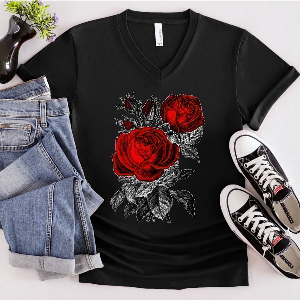 Red Rose Flower Botanical Floral T Shirt - 2.jpg