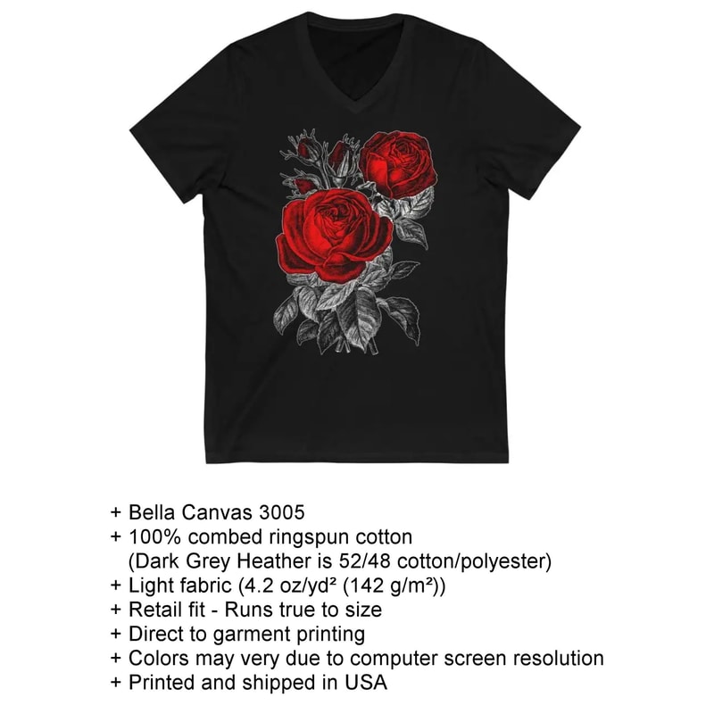 Red Rose Flower Botanical Floral T Shirt - 7.jpg