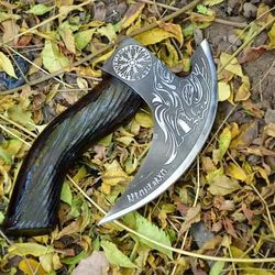 The Original custom hand forged pizza Axe , Viking pizza cutter axe , Viking Bearded Camping Axe, Best Birthday