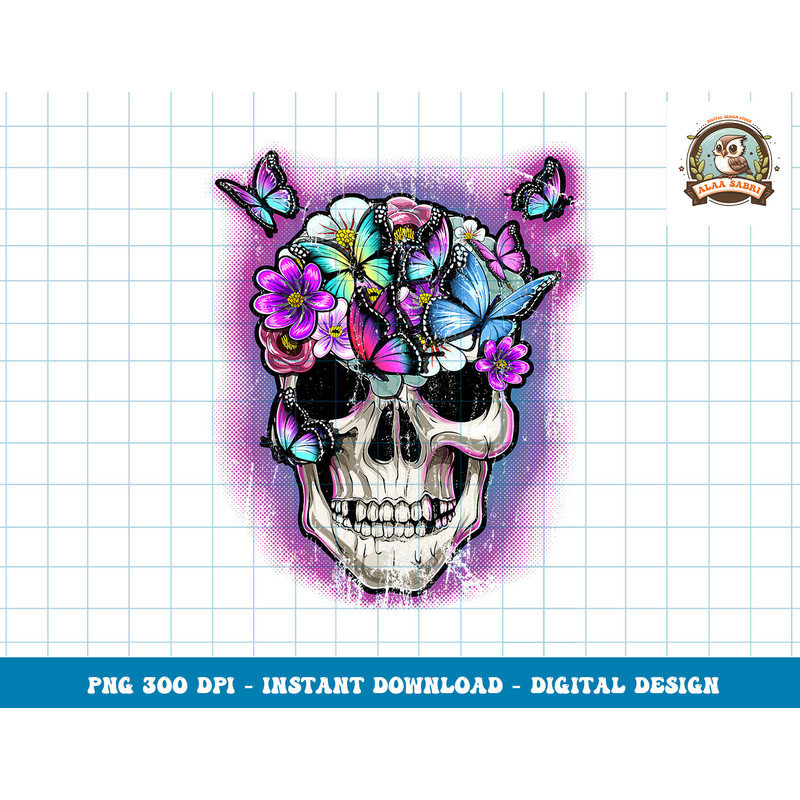 Floral Skull Halloween Butterfly Decor Gothic Costume Women png, sublimation copy.jpg