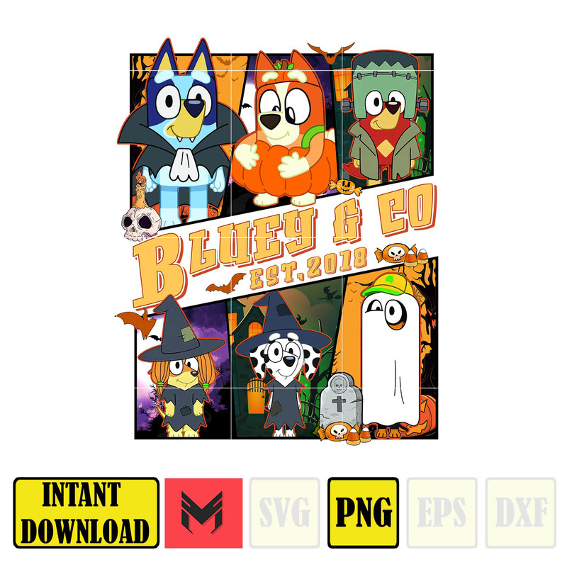 Bluey Halloween PNG, Bluey Matching Family Halloween Insatnt Download, Bluey Halloween Digital Prints (1).jpg