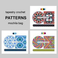 Wayuu mochila bag patterns / SET of 3 tapestry crochet BAG patterns / 93
