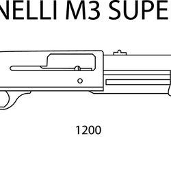 benelli m3 super 90 gun line art vector file black white vector outline or line art file