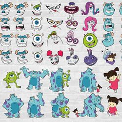 monsters svg, sully svg, mike svg, boo svg, characters svg, cut files for cricut, png