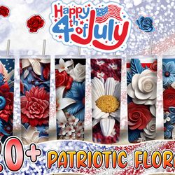 3d 4th of july patriotic floral tumbler png bundle, memorial day skinny tumbler png, 20oz straight and tarpered, instant