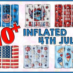 3d inflated 4th of july tumbler sublimation design, american flag 20 oz skinny straight & tapered tumbler, instant downl