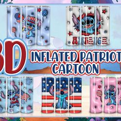 3D Inflated Blue Animal 4th July 20oz Sublimation Tumbler Designs, Bubble Wrap American Flag Tumbler Png, Bubble Tumbler