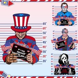 horror 4th of july png bundle, independence day killer mugshot png bundle, funny patriotic png png, jason voorhees png,