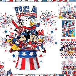 mouse and friends 4th of july png bundle, patriotic mouse and friends png, happy 4th of july, red white and blue png, fo