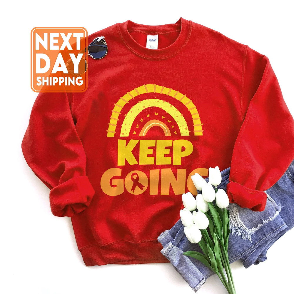 Keep Going Childhood Cancer Awareness Sweatshirt, Childhood Cancer Shirt, Motivational Shirt, Gold Ribbon Shirt, Cancer Support Tee - 1.jpg
