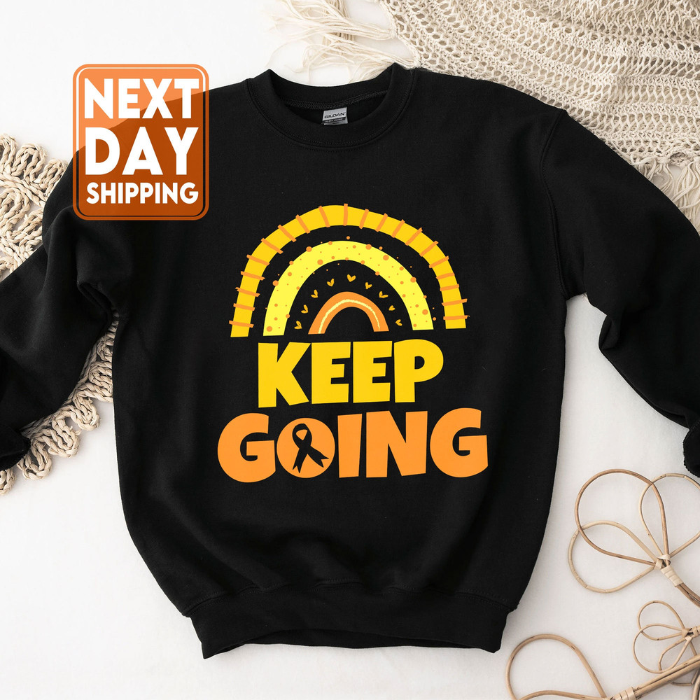 Keep Going Childhood Cancer Awareness Sweatshirt, Childhood Cancer Shirt, Motivational Shirt, Gold Ribbon Shirt, Cancer Support Tee - 6.jpg