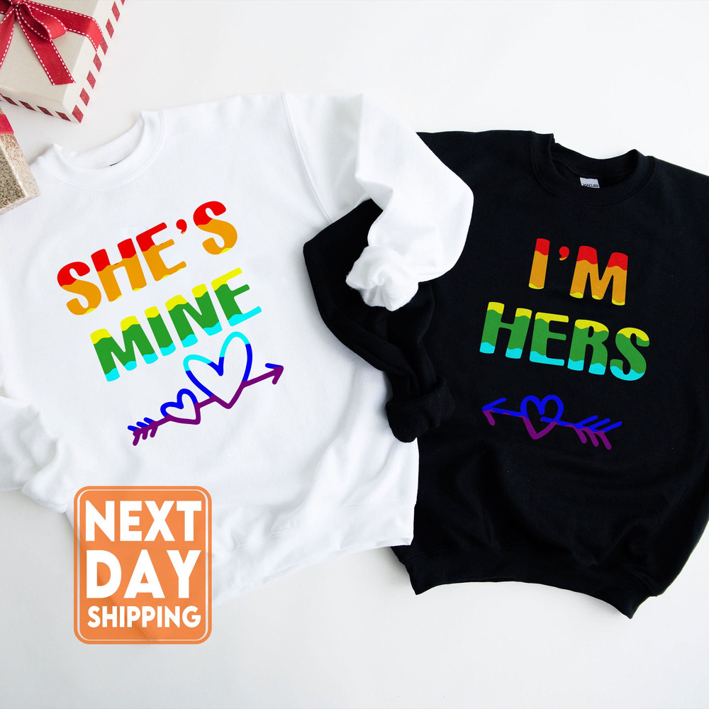 Lesbian Matching Shirts, Lesbian Couple Matching Shirt, She's Mine I'm Hers, LGBT Couple Shirts, Girlfriend Matching T-Shirt, Pride T-Shirts - 1.jpg