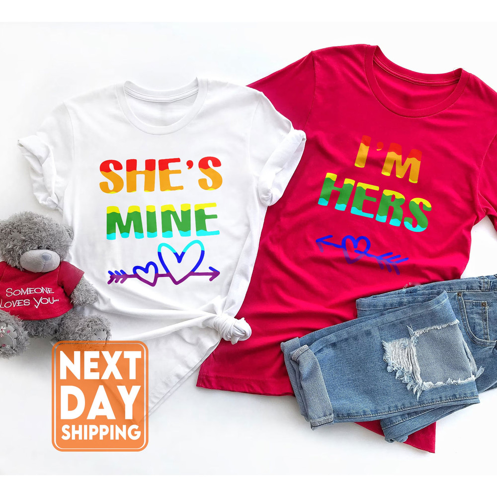 Lesbian Matching Shirts, Lesbian Couple Matching Shirt, She's Mine I'm Hers, LGBT Couple Shirts, Girlfriend Matching T-Shirt, Pride T-Shirts - 4.jpg