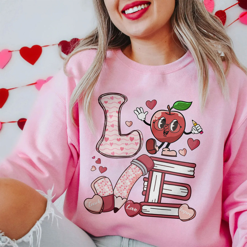 Love Teacher Valentine Sweatshirt, Teacher Valentines Gift, Candy Hearts Shirt, Leopard Print, Trendy Retro Valentines Day Outfit - 3.jpg