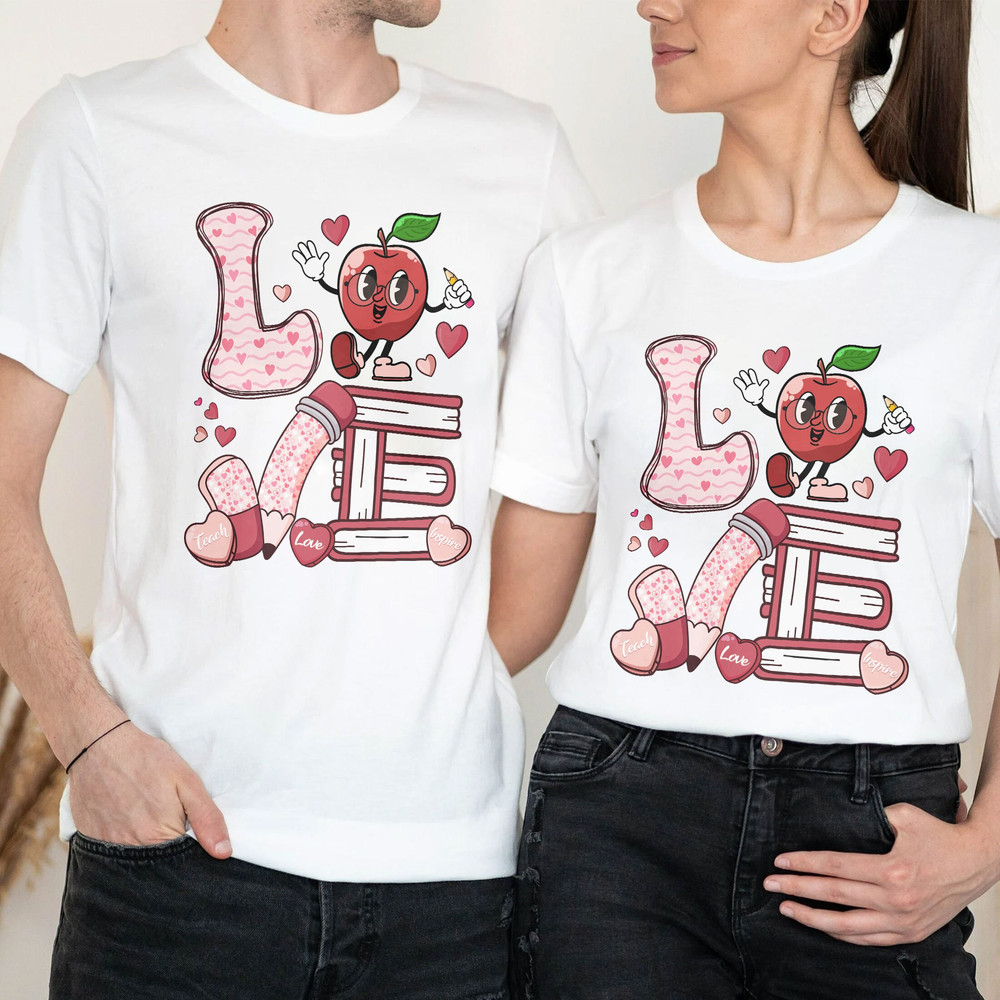 Love Teacher Valentine Sweatshirt, Teacher Valentines Gift, Candy Hearts Shirt, Leopard Print, Trendy Retro Valentines Day Outfit - 4.jpg