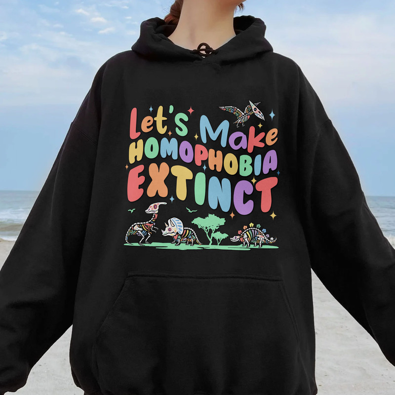 Make Homophobia Extinct Shirt, Gay Pride Shirts, Equality Shirt, Rainbow Dinosaur Shirts, Allysaurus Lgbt T Shirt, Pronouns Sweatshirt - 3.jpg