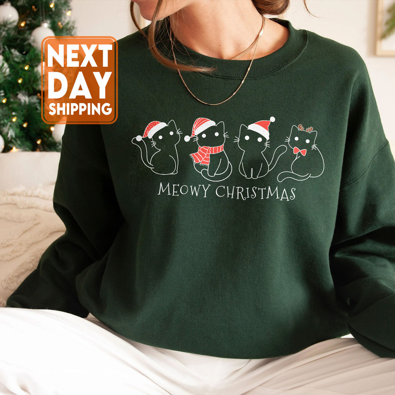 Meowy Catmas Sweatshirt, Meowy Christmas Sweatshirt, Funny Christmas Cat Shirt, Cat Christmas Sweatshirt, Cat Lover Christmas Shirt - 3.jpg