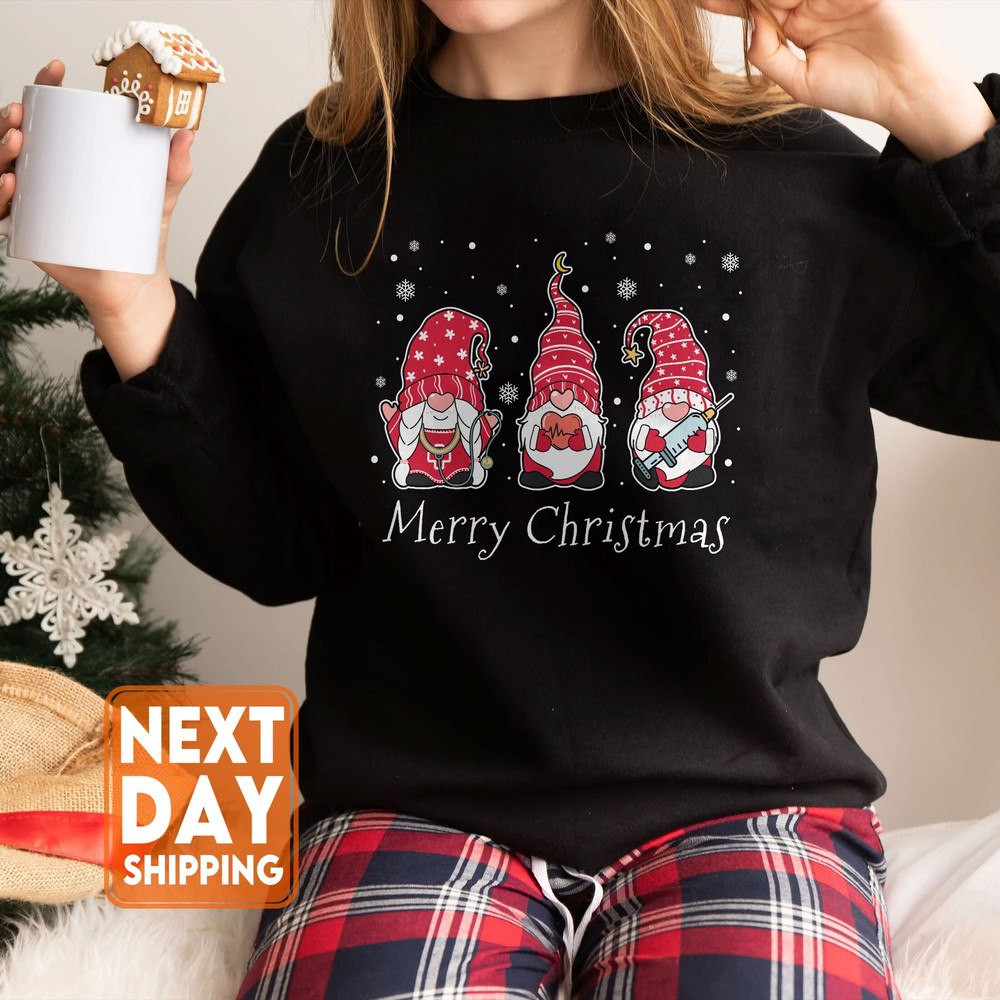 Merry Christmas Gnomes Sweatshirt, Gnomes Christmas Sweater, Gnome For The Holidays Shirt, Cute Christmas Tee - 1.jpg