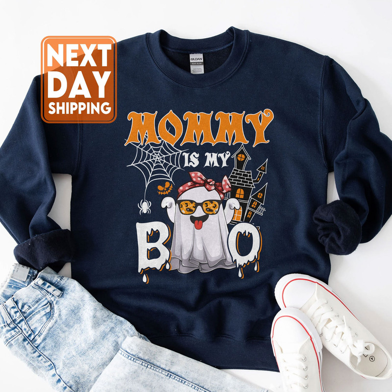 Mommy Is My Boo Halloween Boo Ghost Sunglasses Lover Family T-Shirt, Spooky Vibe Sweatshirt, Fall Trendy Hoodie - 1.jpg
