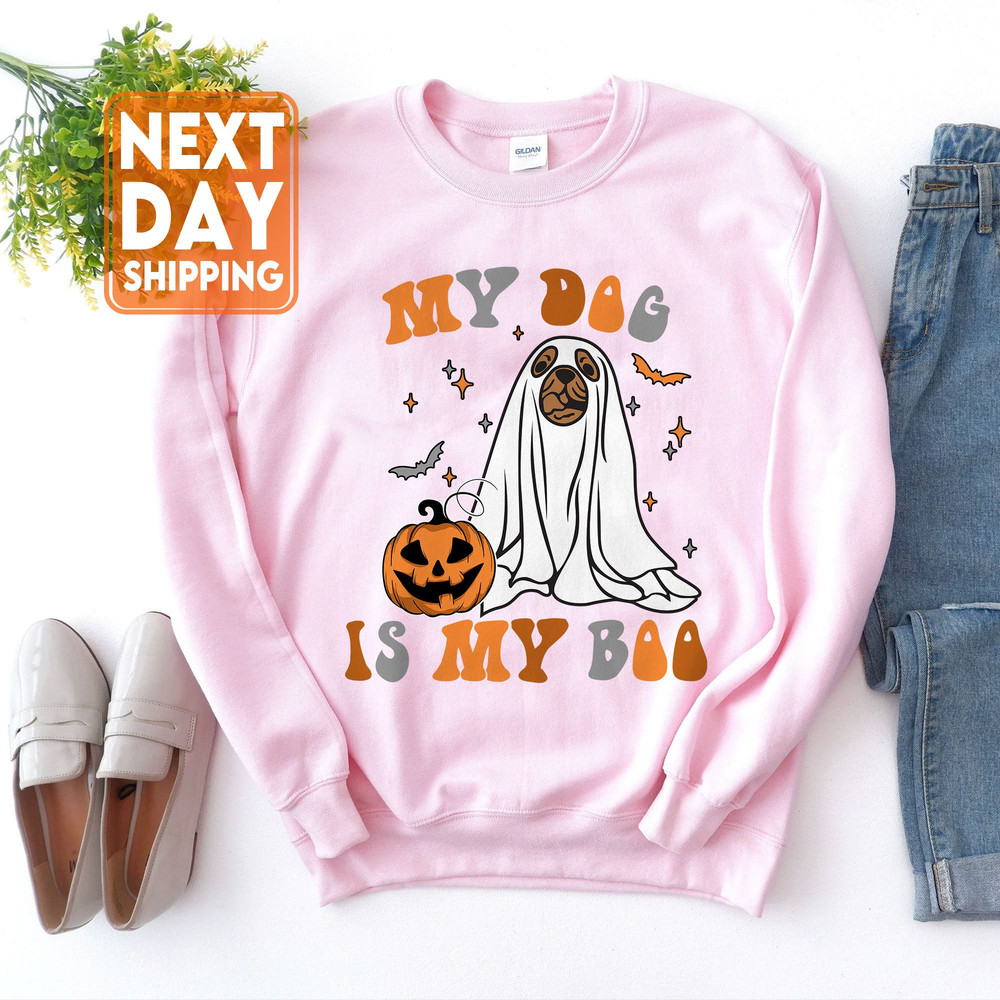 My Dog Is My Boo Sweatshirt, Cute Halloween Shirt, Spooky Dog Tee, Spooky Pumpkin Hoodie, Ghost Dog Crewneck,Dog Mom Shirt,Halloween Dog Tee - 4.jpg