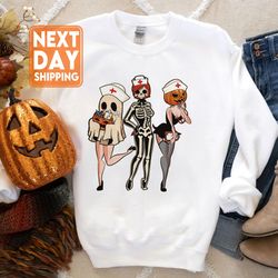 nicu nurse halloween sweatshirt, pediatric nurse shirt for halloween, nurse costume h