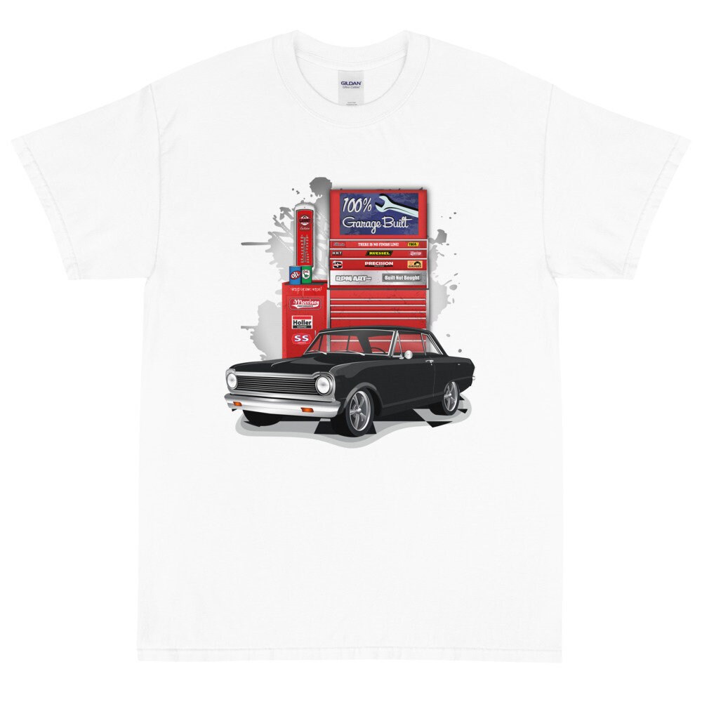 1963 Tuxedo Black Chevrolet Chevy II Nova Garage Built Printed T-Shirt - 1.jpg