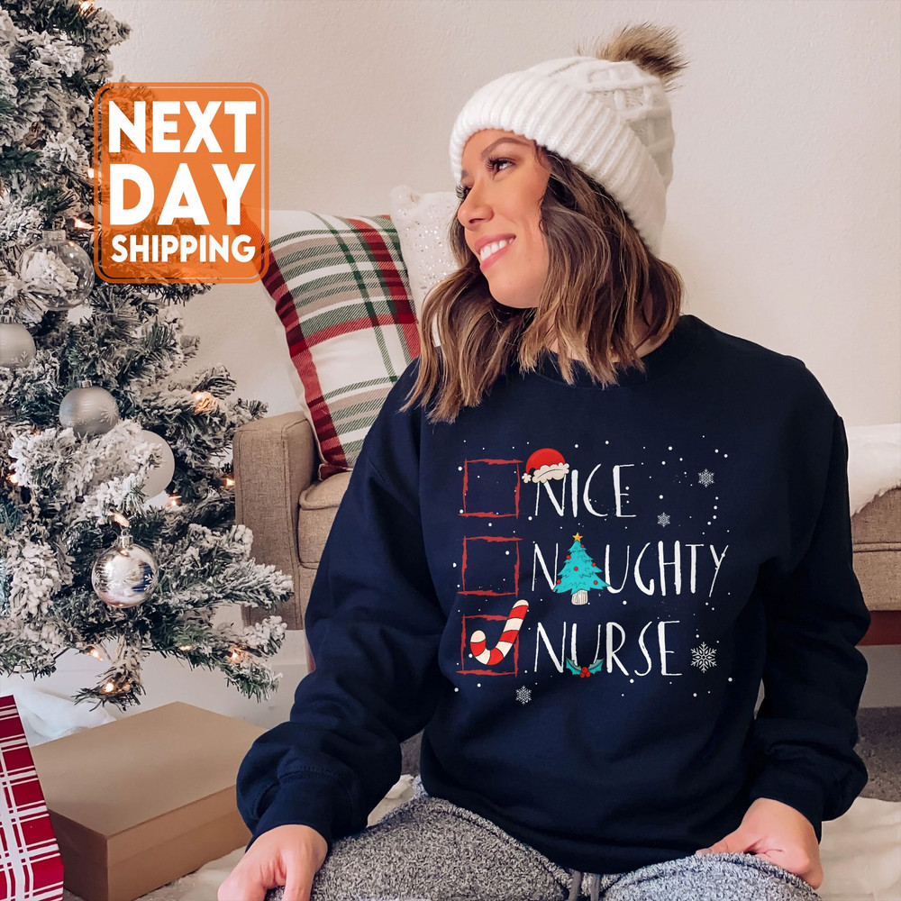 Nurse Christmas Sweatshirt, Nice Naughty Nurse Shirt, Nice Nurse Is On Vacation Shirt, Nurse Life Tee, Christmas Grinch Tee - 3.jpg