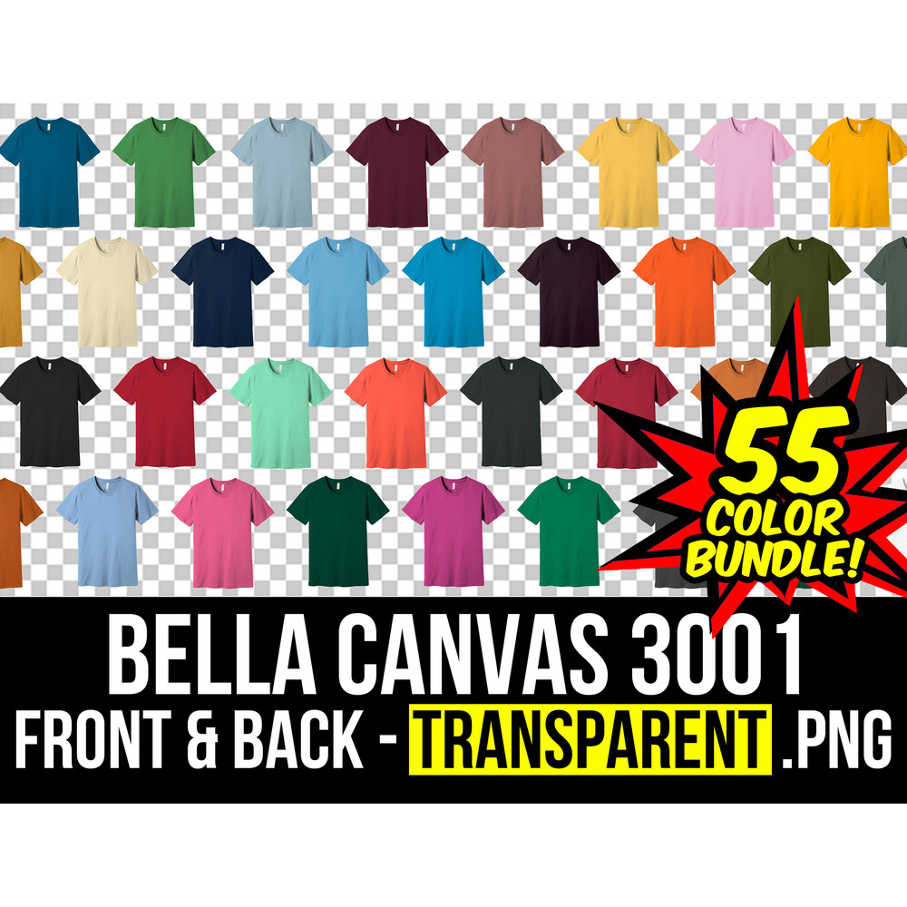 Bella Canvas 3001 Front and Back Mockup Bundle, T Shirt Mockup PNG, 3001C Transparent, Front and Back 3001, Mock Up Bundle - 1.jpg