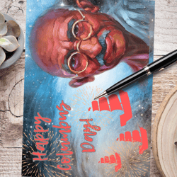 happy columbus day! a digital greeting card with the leader mahatma gandhi.