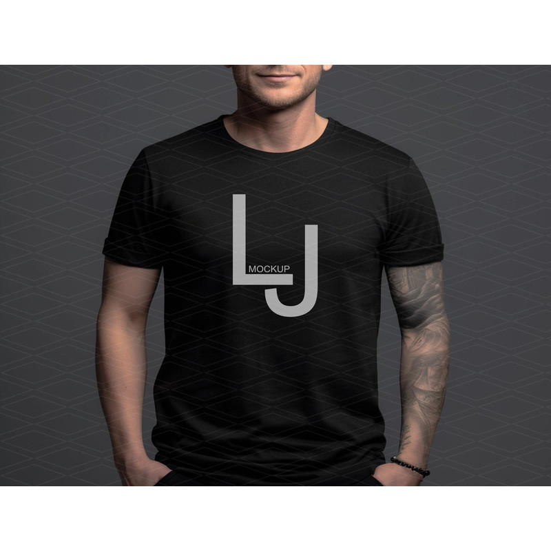 Bella Canvas 3001 Mockup Black, Male Men Mockup Model, Black Unisex Shirt Mockup, Male Styled Mockup, T-Shirt Mockup, Model 3001 Mockup - 1.jpg