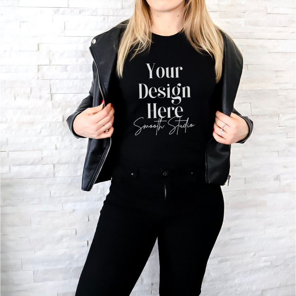 Black Bella Canvas 3001 Model Mockup, Bella Canvas T-Shirt Mockup, Model Bella Canvas 3001 Tshirt Mock Up, Black Plain T-shirt Mockup - 1.jpg