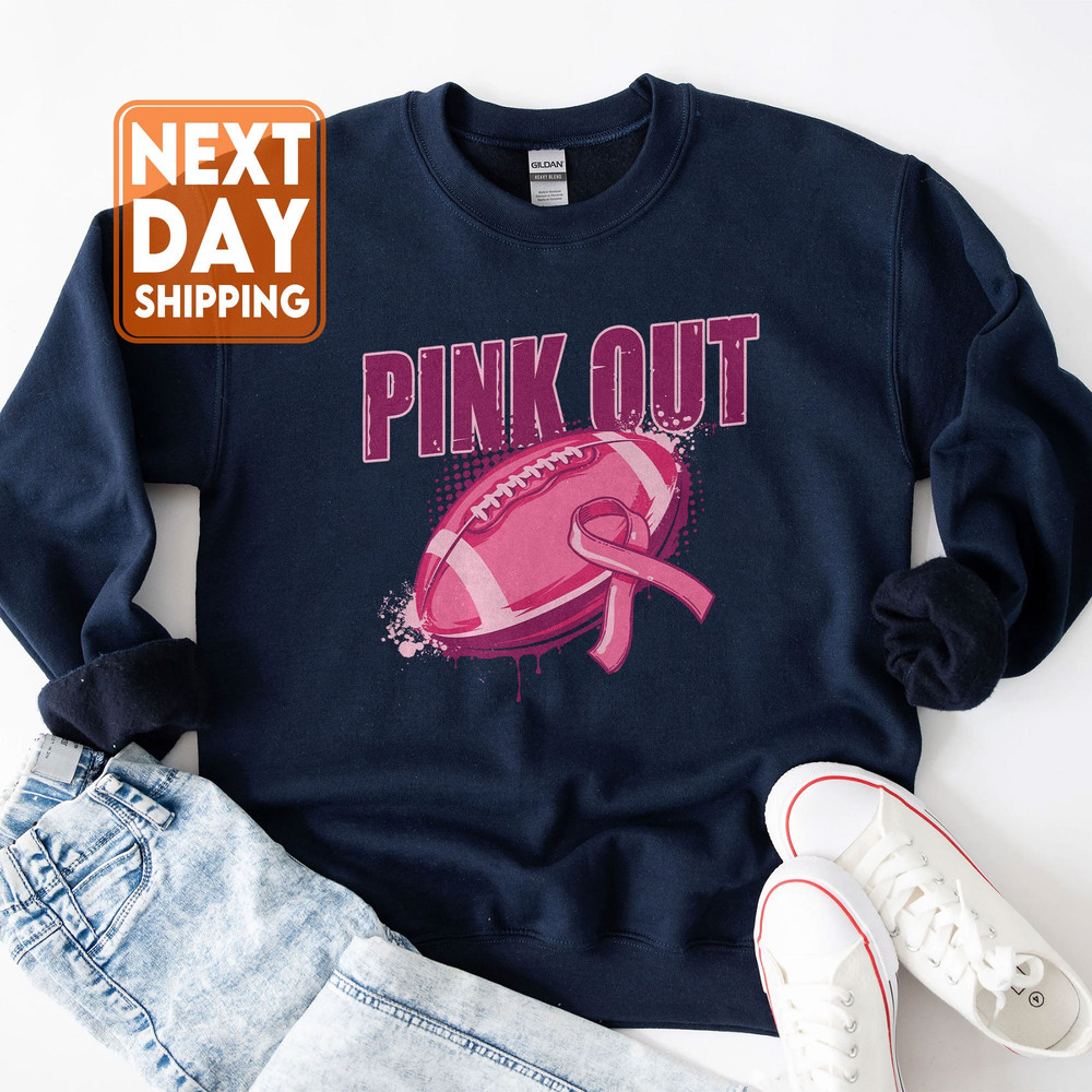 Pink Out Sweatshirt, Breast Cancer Awareness Shirt, Football Halloween Crewneck, Pink Ribbon Leopard Hoodie - 4.jpg