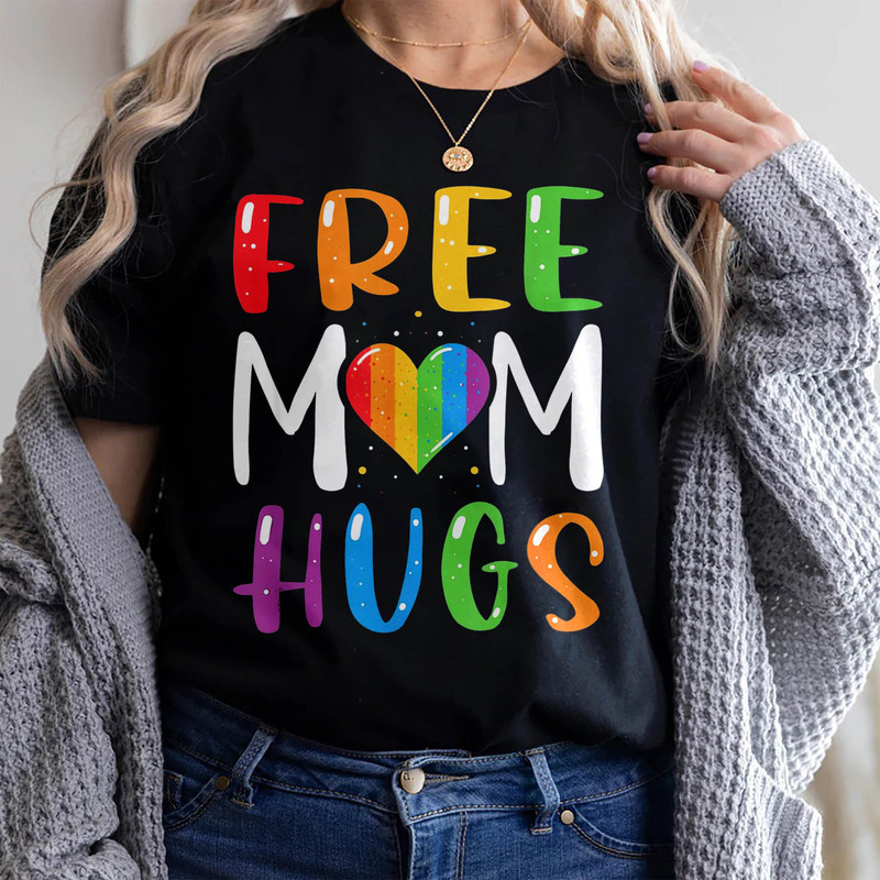 Proud Mom Apparel, Lgbtq Proud Parent Shirt, Free Mom Hugs T-Shirt, Rainbow Gay Pride T-Shirt, Equality Gifts, Proud Tee,Rainbow Heart Shirt - 1.jpg