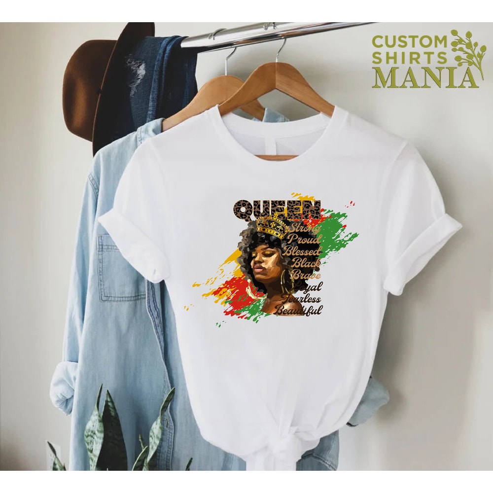 Black Queen Tshirt, Black Women Gift, Juneteenth T-Shirt, Black Women Shirt, Afro Lady Woman Tee, Strong Black Women, Black Girl Tee - 3.jpg
