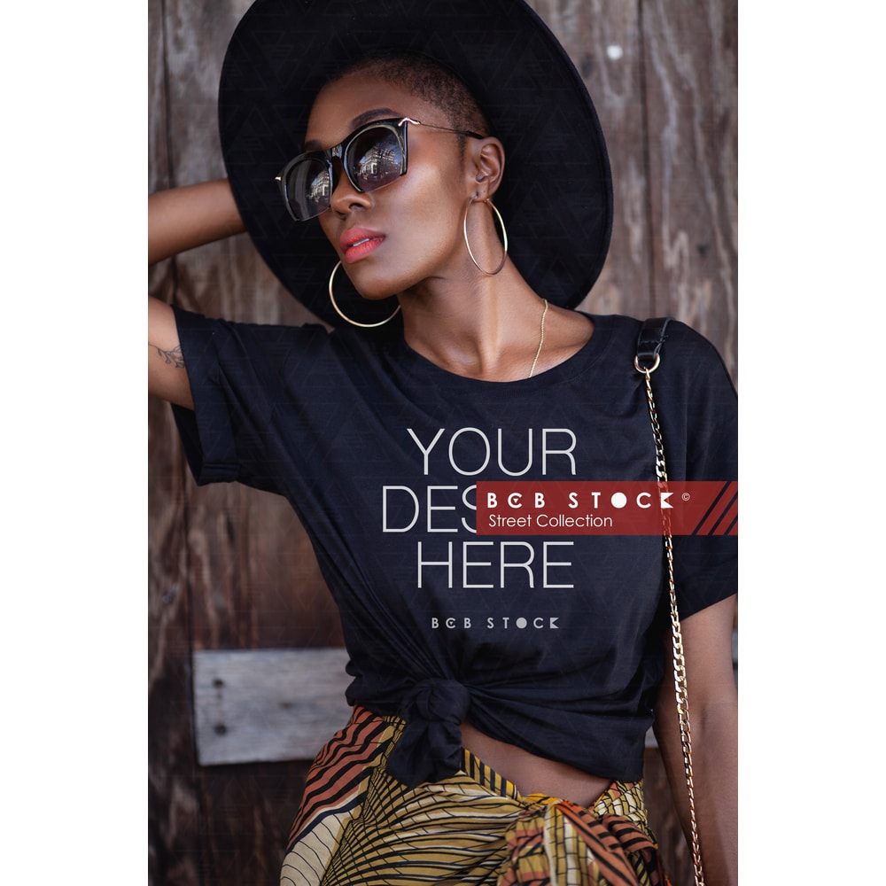 Black Tshirt Mockup, Diverse Mockups, Black Mockups, Female Model, Black Model Mockup, Bella Canvas 3001 Mockup, African-American Model - 1.jpg