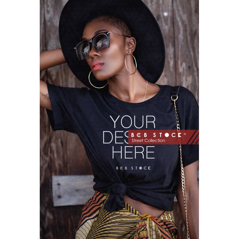 Black Tshirt Mockup, Diverse Mockups, Black Mockups, Female Model, Black Model Mockup, Bella Canvas 3001 Mockup, African-American Model - 1.jpg