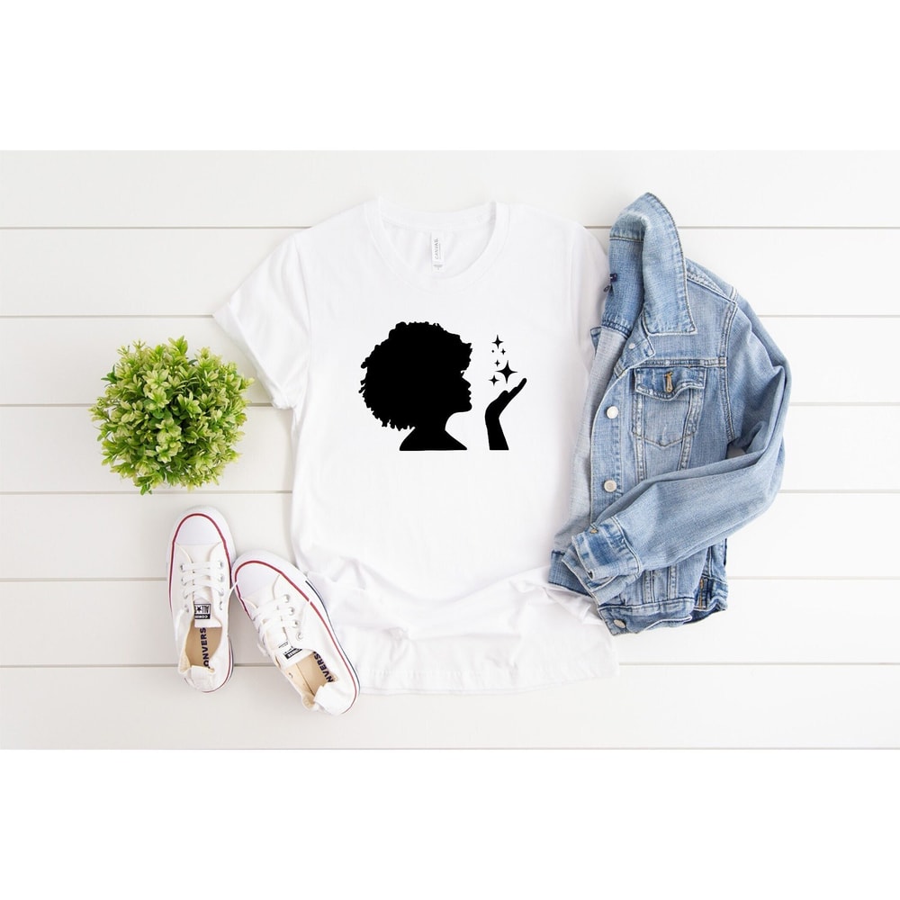 Black Woman T-Shirt, Afro Woman, Black Girl Magic Power, African American Woman Shirt, Black Queen Shirt, gifts for her, women's clothing, - 1.jpg